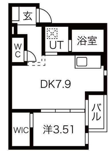 CUORE(1LDK/3階)の間取り写真