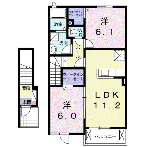 エクセレント平和台 I(2LDK/2階)の間取り写真