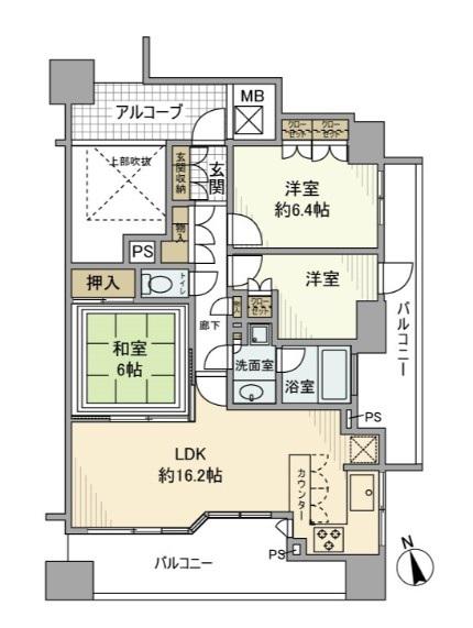 ライオンズステージ立川ラフィナタワー(3LDK/5階)の間取り写真