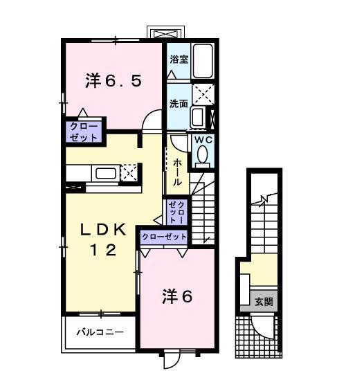 ヴィラスクエアB(2LDK/2階)の間取り写真