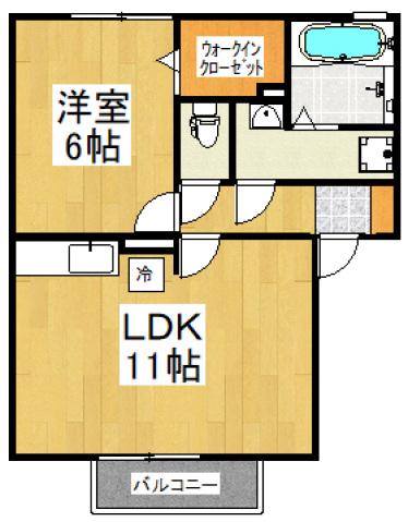 シャトーリーフ(1LDK/2階)の間取り写真