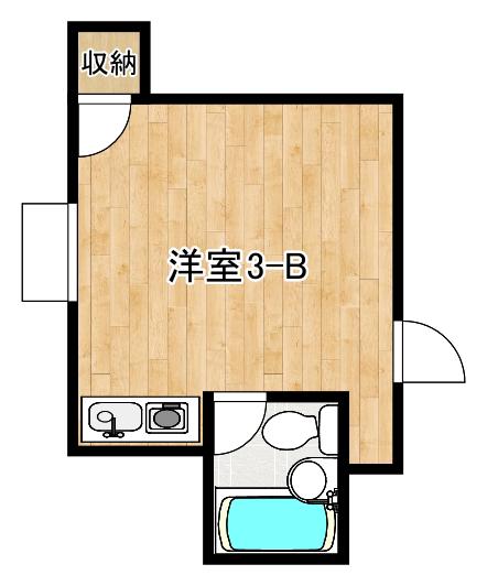 シャトー湊(ワンルーム/3階)の間取り写真