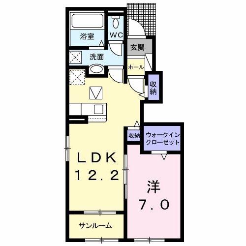MKハイツ D(1LDK/1階)の間取り写真