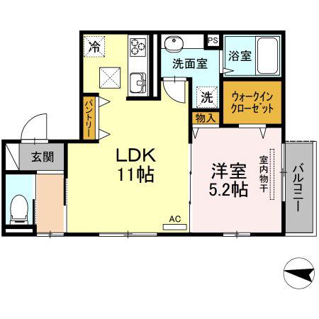 グランテリア楽々園W(1LDK/3階)の間取り写真