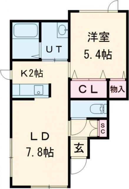 クラフト緑町(1LDK/1階)の間取り写真
