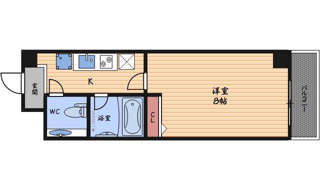 GRAN PINO立売堀(1K/3階)の間取り写真