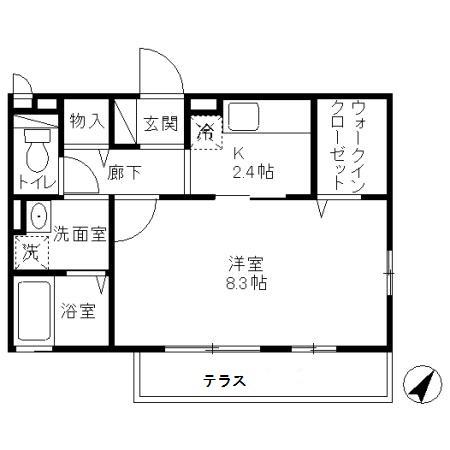 ヴィラ野毛山公園(1K/1階)の間取り写真