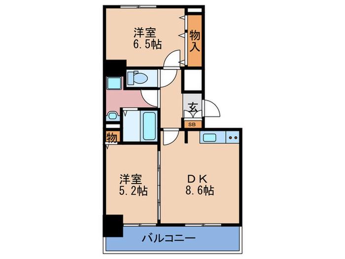 トレヴァンス梅田(2DK/8階)の間取り写真
