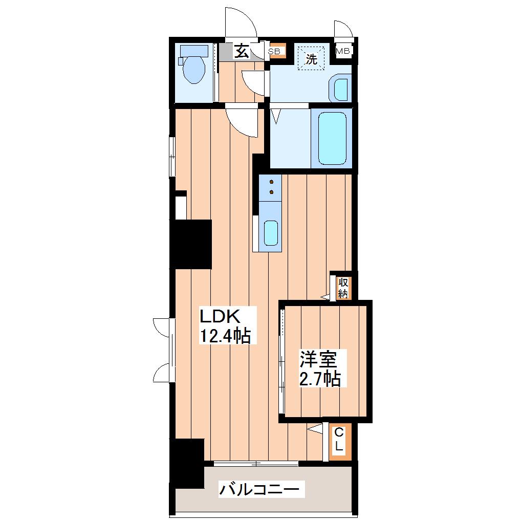 シエルエックス(1LDK/6階)の間取り写真