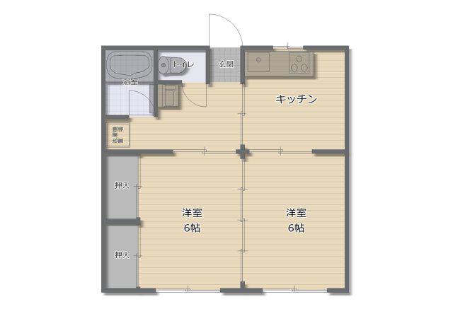 あさひハイツA棟(2DK/1階)の間取り写真