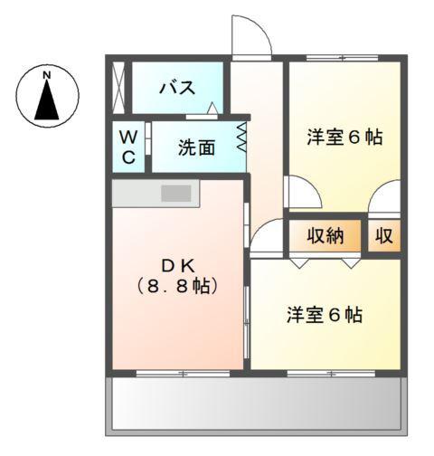 ＪＲ東海道本線 西焼津駅 徒歩19分 2階建 築32年(2DK/2階)の間取り写真