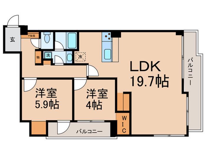 BELLEVIAGE MAENOCHO(2LDK/5階)の間取り写真
