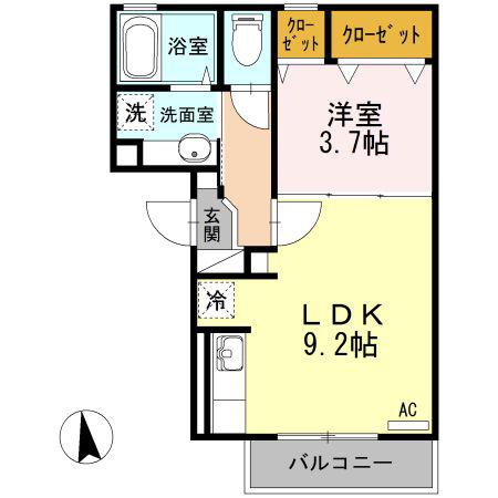アズール・マム(1LDK/2階)の間取り写真