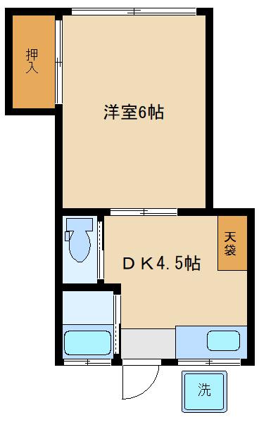 みどり荘(1DK/1階)の間取り写真