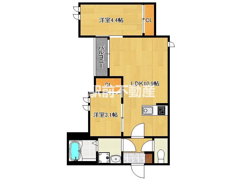 GRANDTIC 水谷 千早(2LDK/2階)の間取り写真