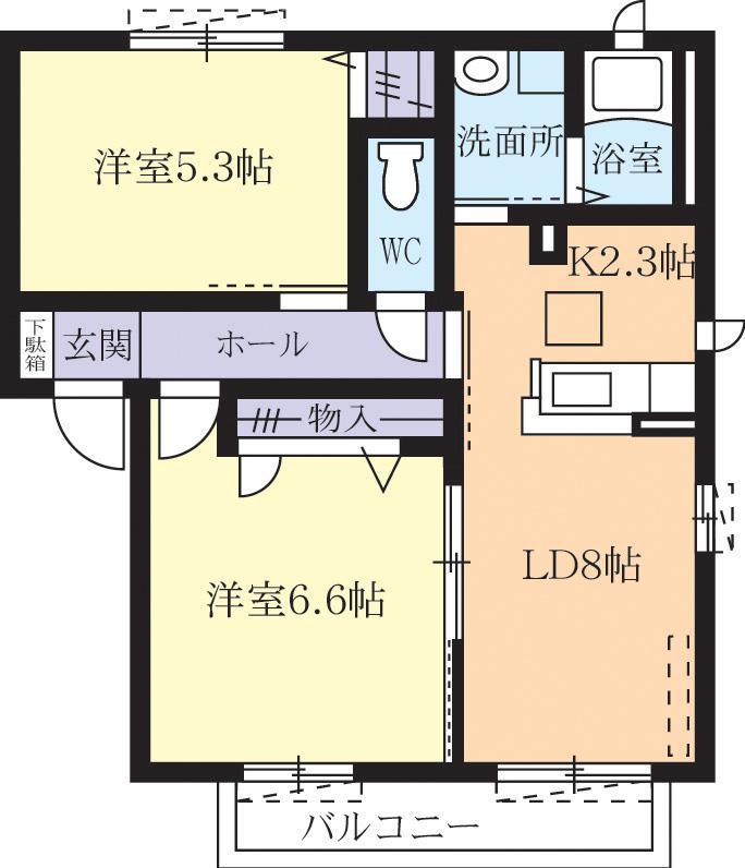 サンクレストC(2LDK/1階)の間取り写真