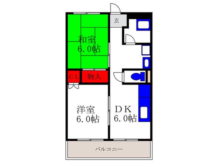 グリーンパークハイツ(2DK/4階)の間取り写真