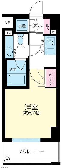 パークプリエ神楽坂(1K/6階)の間取り写真