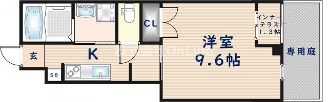 BーHEIM(1K/1階)の間取り写真