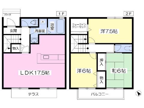 ロイヤルガーデンII(3LDK/1階)の間取り写真