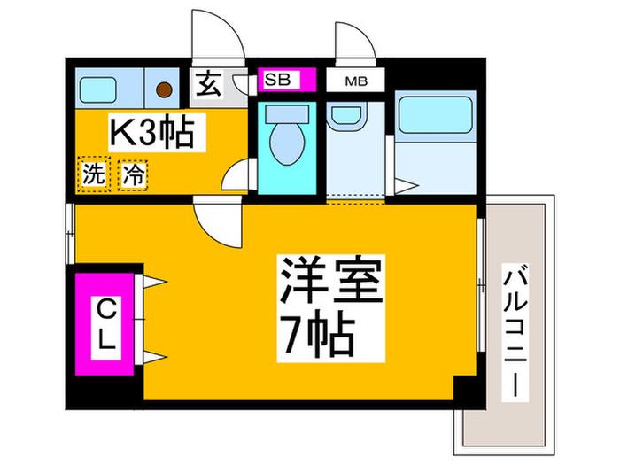 プレジオカーサII(1K/3階)の間取り写真