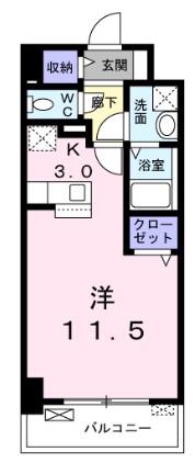 エリタージュK2(ワンルーム/7階)の間取り写真