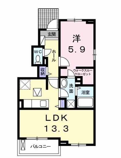 クレールV(1LDK/1階)の間取り写真