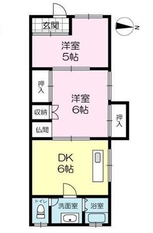 冨士アパート(2K/1階)の間取り写真