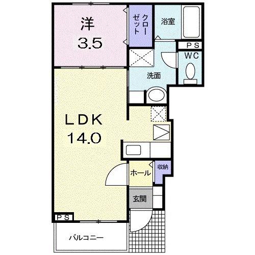 サンモール ジュジュ(1LDK/1階)の間取り写真