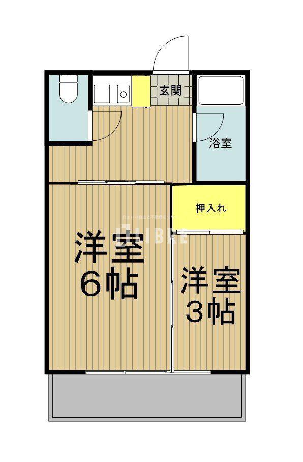 コーポむさしの(2K/1階)の間取り写真