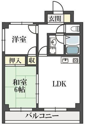 プレアール法隆寺(2DK/1階)の間取り写真