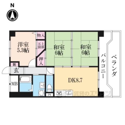 グリーンコーポ橿原(3LDK/2階)の間取り写真