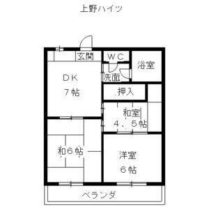 上野ハイツ(3DK/3階)の間取り写真