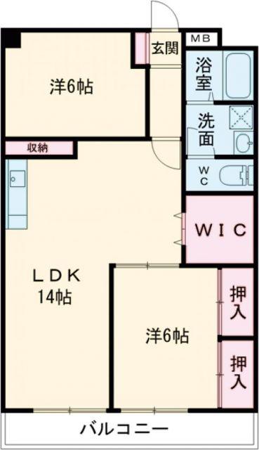 ライトハウス(2LDK/5階)の間取り写真