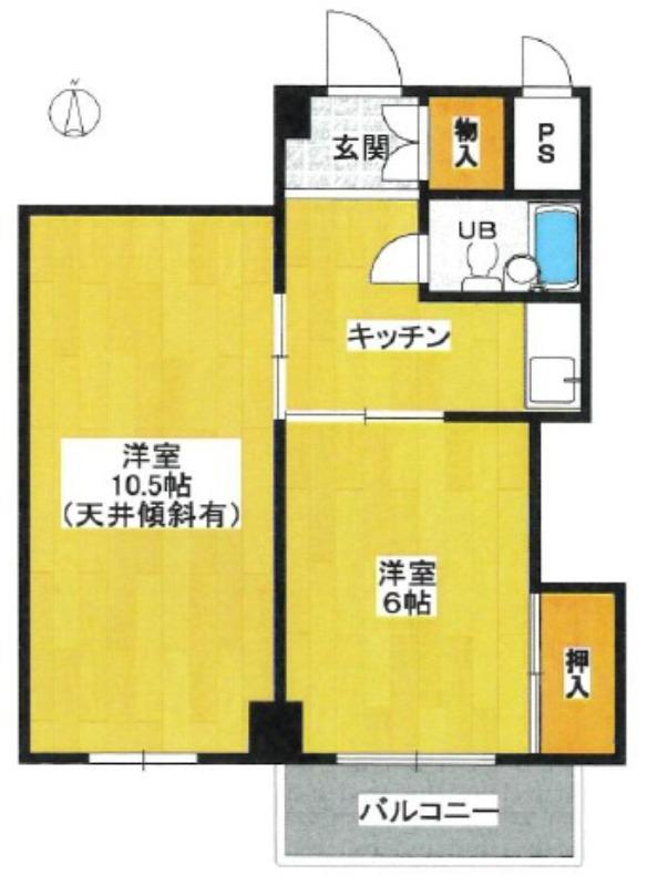 さんふぁいぶ五月ヶ丘(2K/4階)の間取り写真