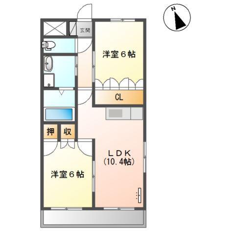 SONNETTEII(2LDK/2階)の間取り写真