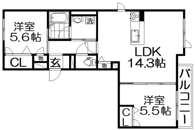 SHA MAISON 町楠葉(2LDK/3階)の間取り写真