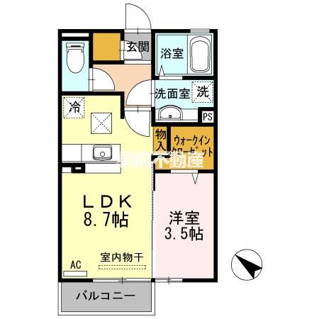フェアプラッツB棟(1LDK/1階)の間取り写真