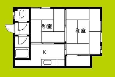 中央マンション(2DK/1階)の間取り写真