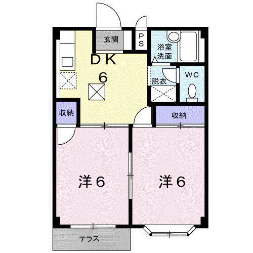 ハイツ高師台(2DK/1階)の間取り写真