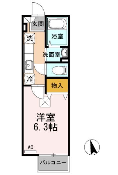 スマイルコート(1K/1階)の間取り写真