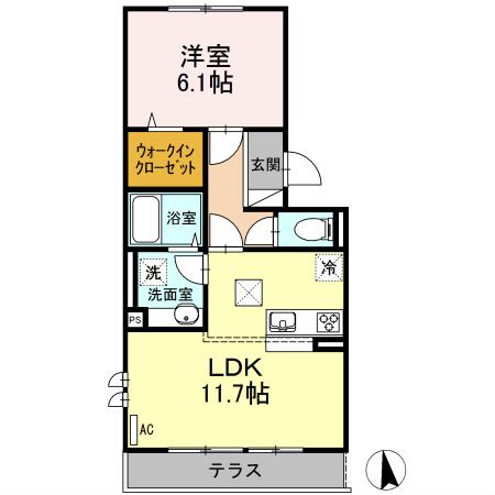 グランドパレス(1LDK/2階)の間取り写真