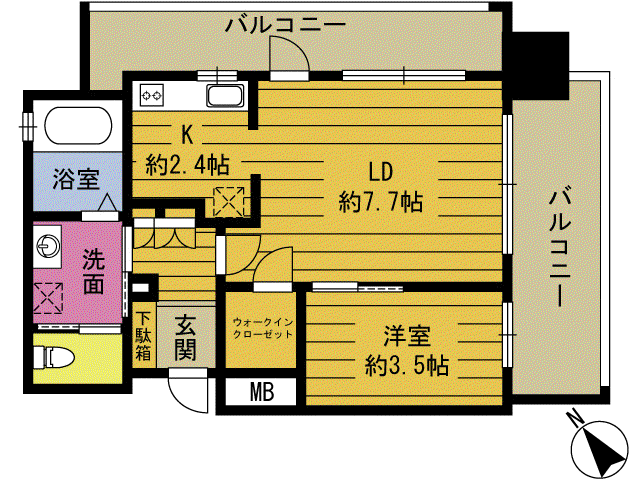 RJRプレシア大分駅前II(1LDK/3階)の間取り写真