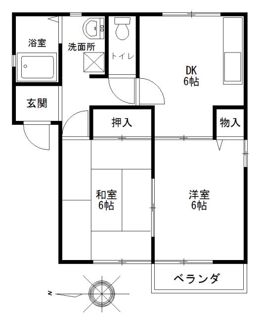 エミネンスI(2DK/2階)の間取り写真