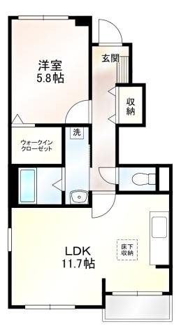 ヒルサイドハウスI(1LDK/1階)の間取り写真