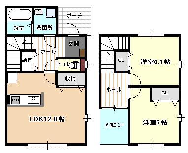 シェ・モア(2LDK/1階)の間取り写真