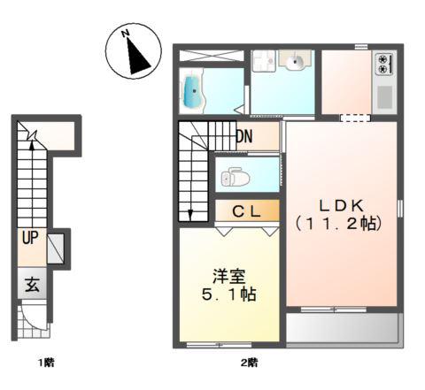 ラパーチェ(1LDK/2階)の間取り写真