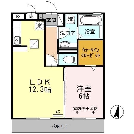 サフィール(1LDK/1階)の間取り写真