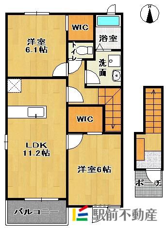 ペルセウス I(2LDK/2階)の間取り写真