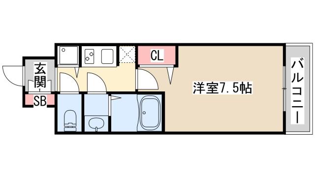 サムティ神戸BENIR(1K/7階)の間取り写真